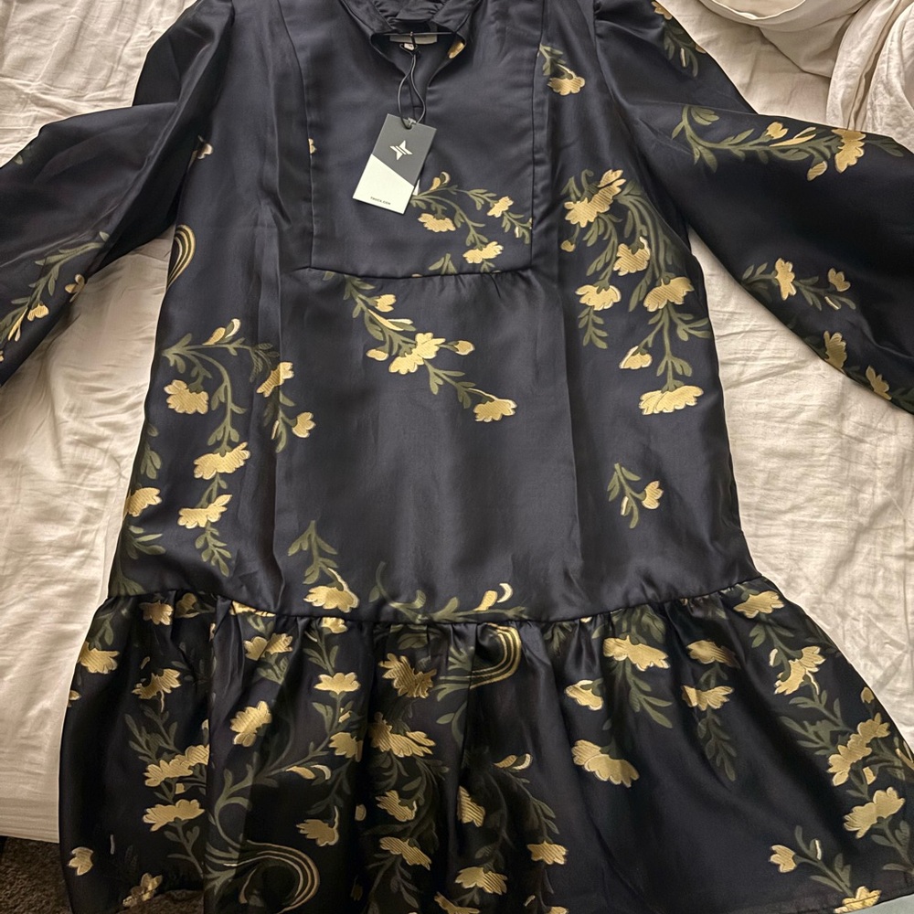 Tuckernuck Black and Gold Bishop Sleeve Sundress